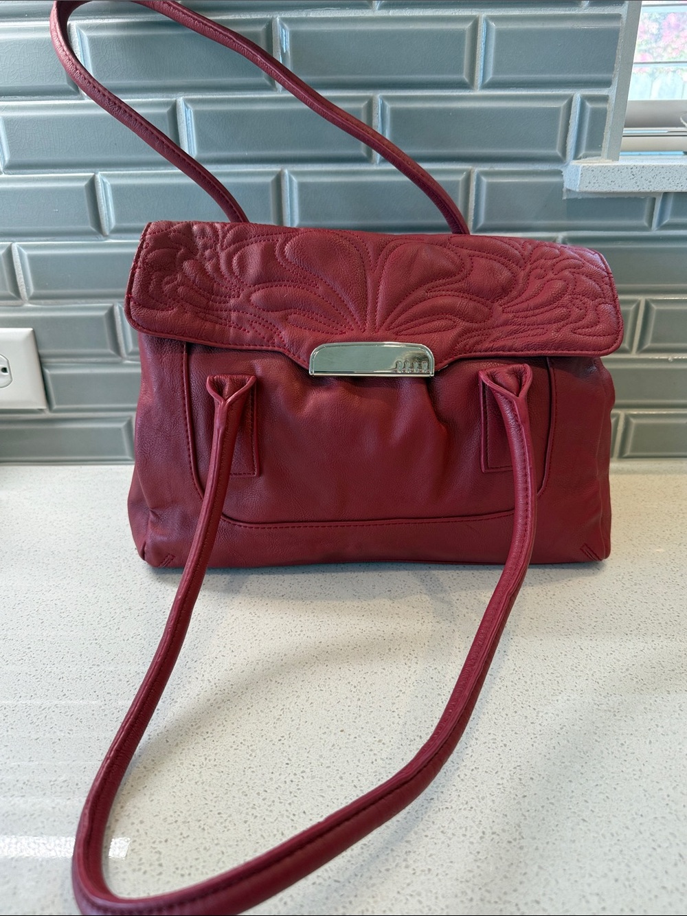 Elle Women’s Red Quilted Flap Shoulder Bag
